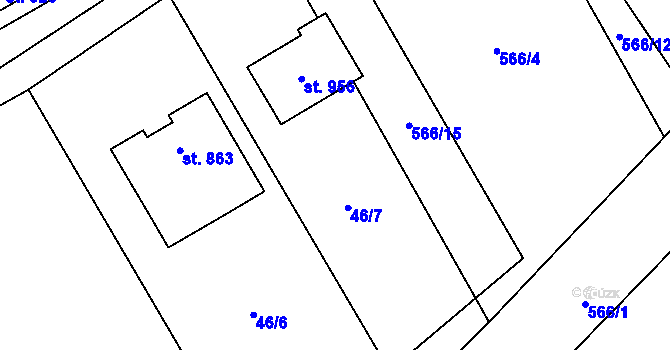 Parcela st. 46/7 v KÚ Lučina, Katastrální mapa