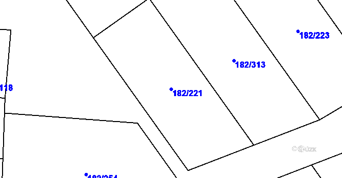 Parcela st. 182/221 v KÚ Lučina, Katastrální mapa