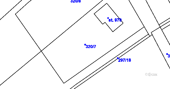 Parcela st. 320/7 v KÚ Lučina, Katastrální mapa