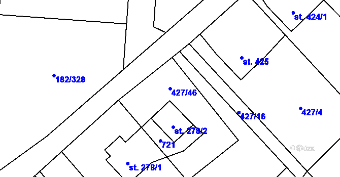 Parcela st. 427/46 v KÚ Lučina, Katastrální mapa