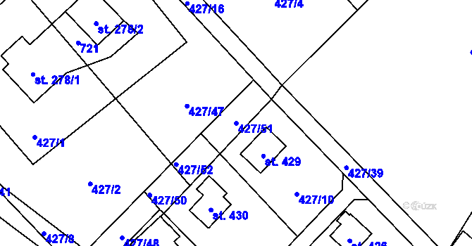 Parcela st. 427/51 v KÚ Lučina, Katastrální mapa