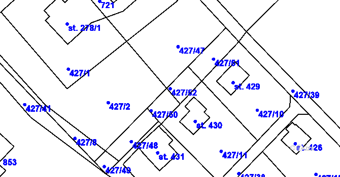 Parcela st. 427/52 v KÚ Lučina, Katastrální mapa