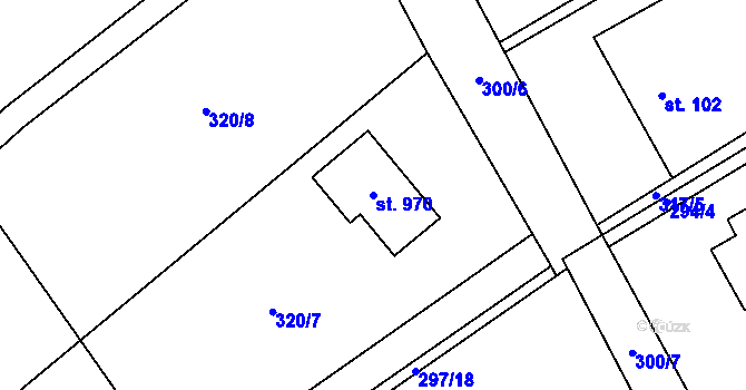 Parcela st. 970 v KÚ Lučina, Katastrální mapa