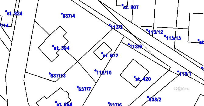Parcela st. 972 v KÚ Lučina, Katastrální mapa