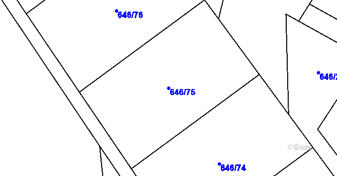 Parcela st. 646/75 v KÚ Lučina, Katastrální mapa