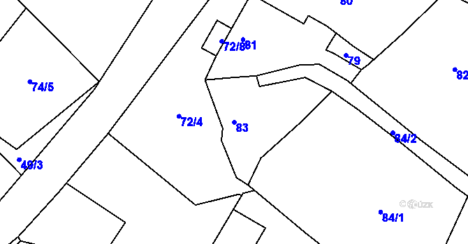 Parcela st. 83 v KÚ Arnultovice u Lučního Chvojna, Katastrální mapa