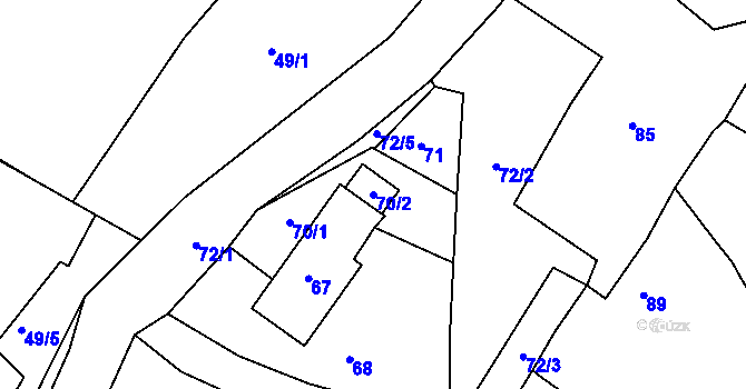 Parcela st. 70/2 v KÚ Arnultovice u Lučního Chvojna, Katastrální mapa