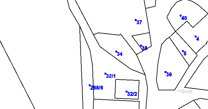 Parcela st. 33 v KÚ Luční Chvojno, Katastrální mapa