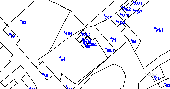 Parcela st. 68 v KÚ Luční Chvojno, Katastrální mapa