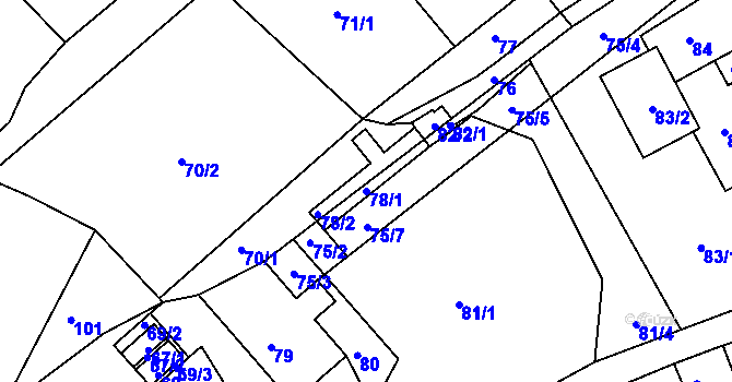 Parcela st. 78/1 v KÚ Luční Chvojno, Katastrální mapa