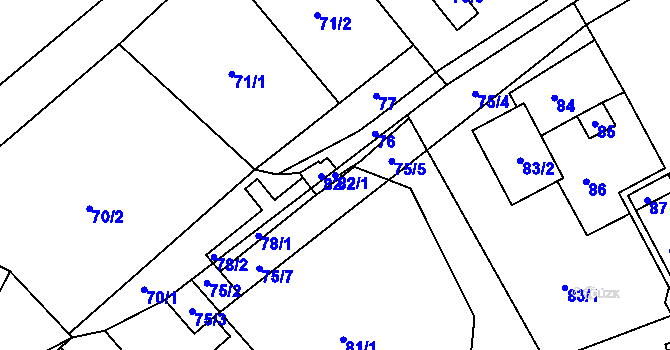 Parcela st. 82/1 v KÚ Luční Chvojno, Katastrální mapa