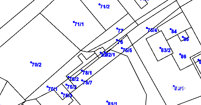 Parcela st. 82/2 v KÚ Luční Chvojno, Katastrální mapa