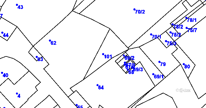 Parcela st. 101 v KÚ Luční Chvojno, Katastrální mapa