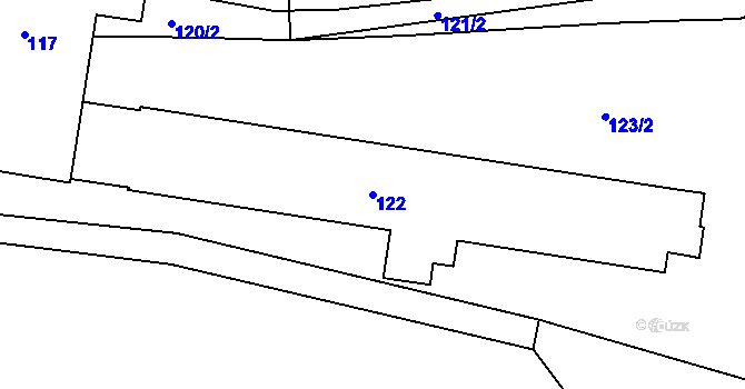 Parcela st. 122 v KÚ Luční Chvojno, Katastrální mapa