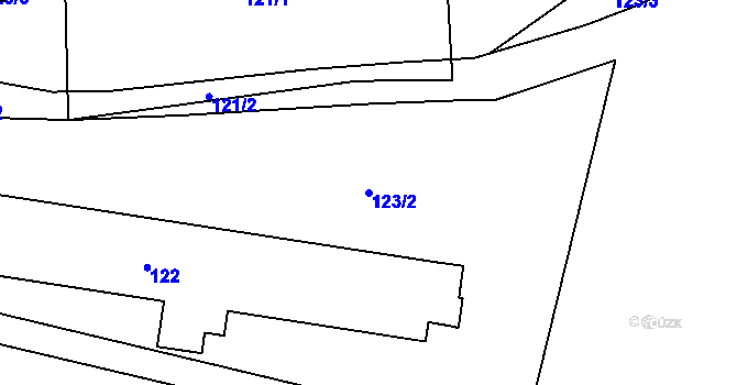 Parcela st. 123/2 v KÚ Luční Chvojno, Katastrální mapa
