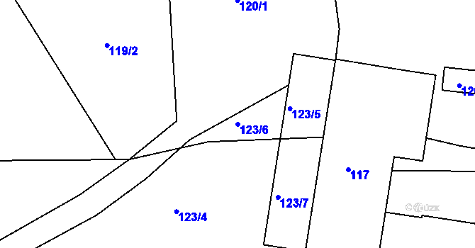 Parcela st. 123/6 v KÚ Luční Chvojno, Katastrální mapa