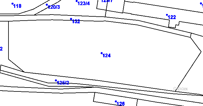 Parcela st. 124 v KÚ Luční Chvojno, Katastrální mapa