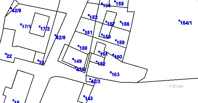 Parcela st. 161 v KÚ Luční Chvojno, Katastrální mapa