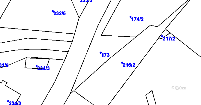 Parcela st. 173 v KÚ Luční Chvojno, Katastrální mapa