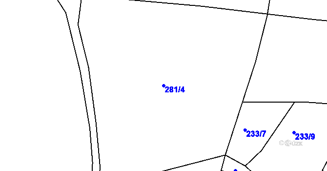 Parcela st. 281/4 v KÚ Luční Chvojno, Katastrální mapa