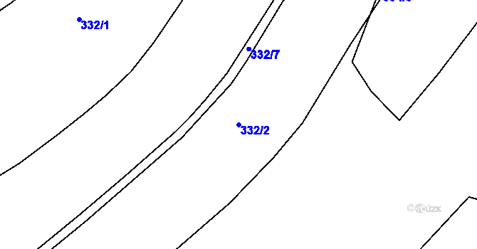Parcela st. 332/2 v KÚ Luční Chvojno, Katastrální mapa