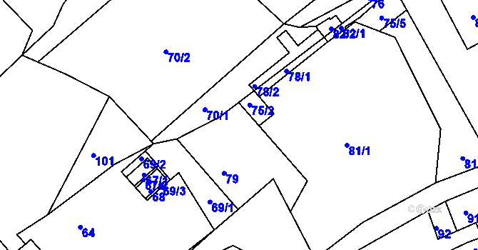 Parcela st. 75/3 v KÚ Luční Chvojno, Katastrální mapa