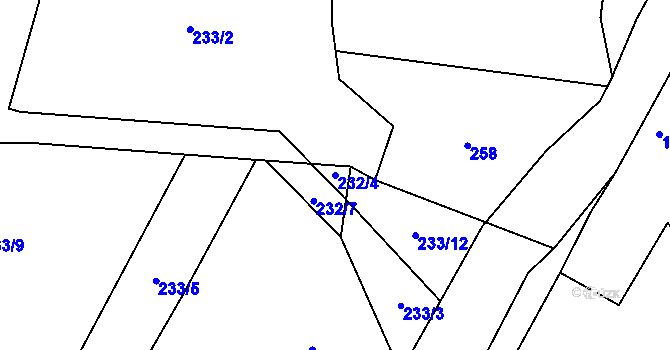 Parcela st. 232/4 v KÚ Luční Chvojno, Katastrální mapa