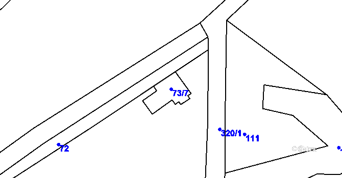 Parcela st. 73/7 v KÚ Luční Chvojno, Katastrální mapa