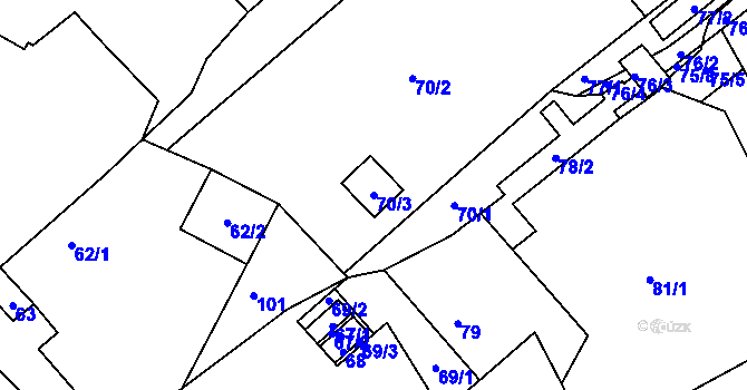 Parcela st. 70/3 v KÚ Luční Chvojno, Katastrální mapa