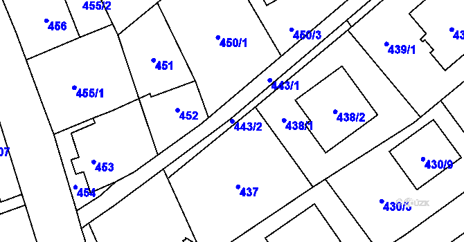 Parcela st. 443/2 v KÚ Ludgeřovice, Katastrální mapa