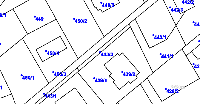 Parcela st. 443/3 v KÚ Ludgeřovice, Katastrální mapa