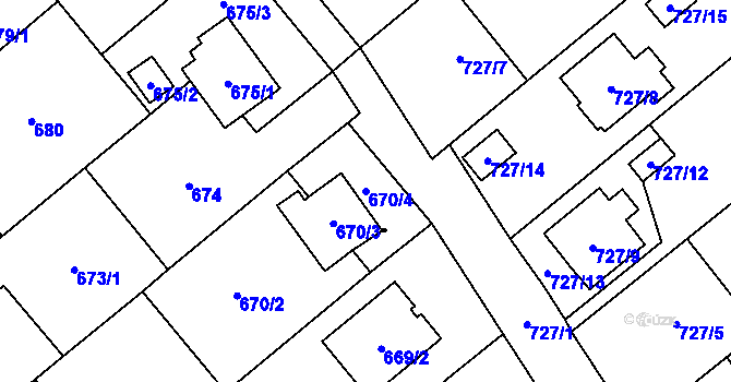 Parcela st. 670/4 v KÚ Ludgeřovice, Katastrální mapa