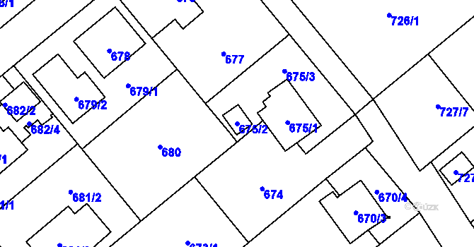 Parcela st. 675/2 v KÚ Ludgeřovice, Katastrální mapa