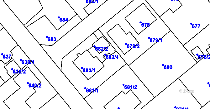 Parcela st. 682/4 v KÚ Ludgeřovice, Katastrální mapa