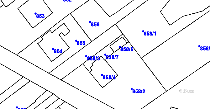 Parcela st. 858/7 v KÚ Ludgeřovice, Katastrální mapa