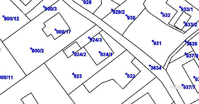 Parcela st. 924/1 v KÚ Ludgeřovice, Katastrální mapa