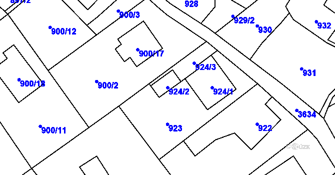 Parcela st. 924/2 v KÚ Ludgeřovice, Katastrální mapa