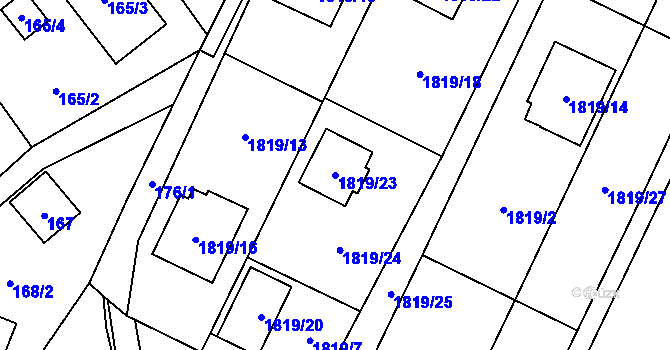 Parcela st. 1819/23 v KÚ Ludgeřovice, Katastrální mapa