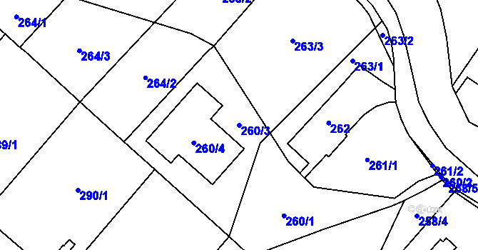 Parcela st. 260/3 v KÚ Ludgeřovice, Katastrální mapa