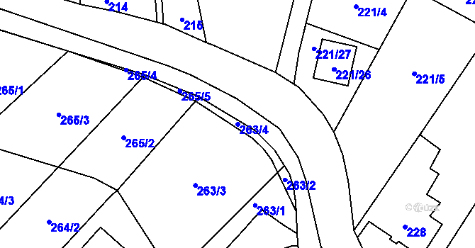 Parcela st. 263/4 v KÚ Ludgeřovice, Katastrální mapa