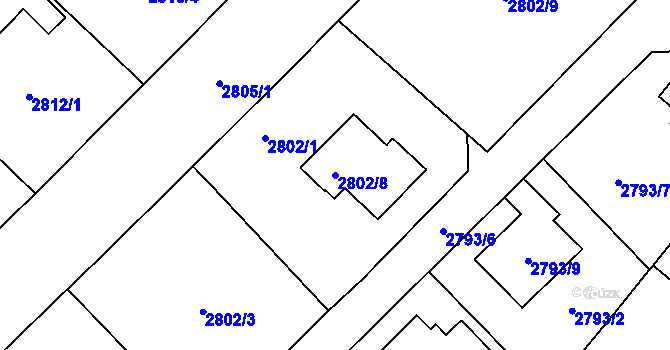Parcela st. 2802/8 v KÚ Ludgeřovice, Katastrální mapa