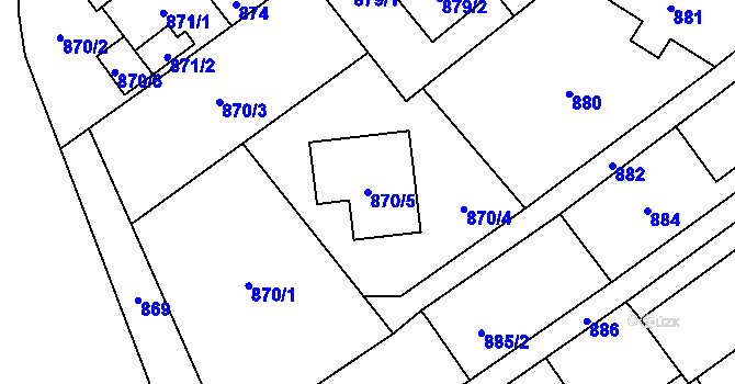 Parcela st. 870/5 v KÚ Ludgeřovice, Katastrální mapa