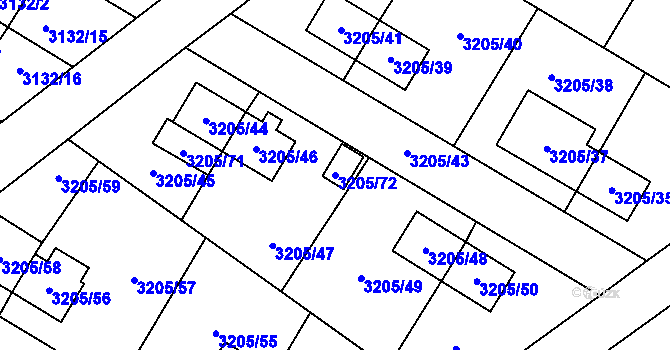 Parcela st. 3205/72 v KÚ Ludgeřovice, Katastrální mapa