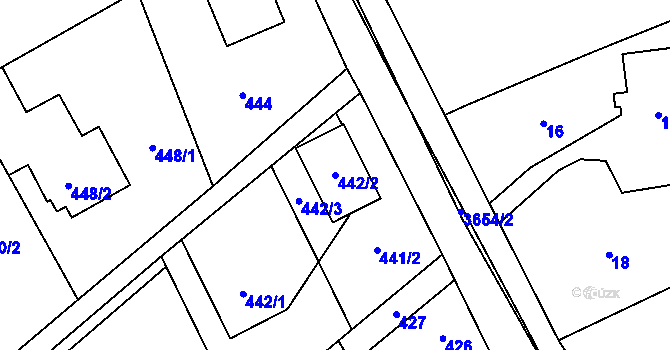 Parcela st. 442/2 v KÚ Ludgeřovice, Katastrální mapa