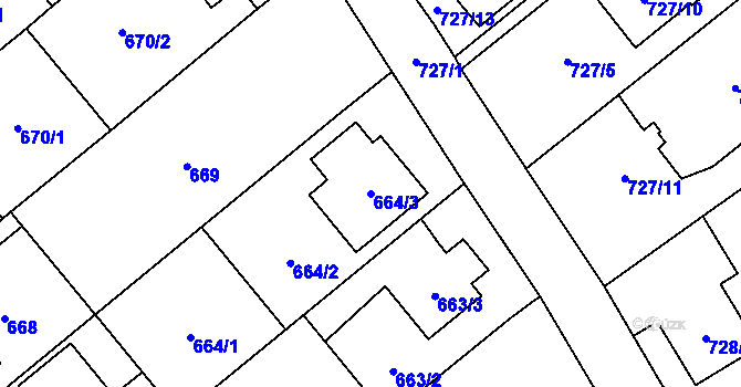 Parcela st. 664/3 v KÚ Ludgeřovice, Katastrální mapa