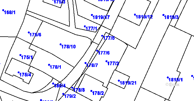 Parcela st. 177/6 v KÚ Ludgeřovice, Katastrální mapa