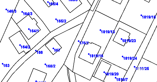 Parcela st. 176/1 v KÚ Ludgeřovice, Katastrální mapa