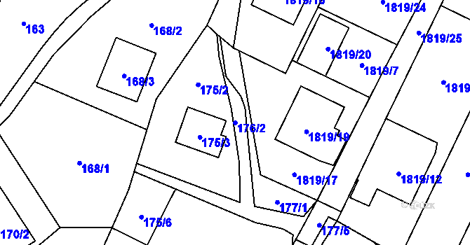 Parcela st. 176/2 v KÚ Ludgeřovice, Katastrální mapa