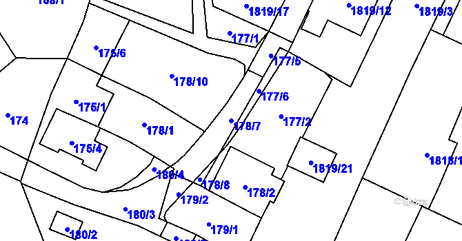 Parcela st. 178/7 v KÚ Ludgeřovice, Katastrální mapa