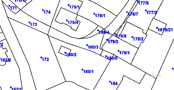 Parcela st. 180/3 v KÚ Ludgeřovice, Katastrální mapa